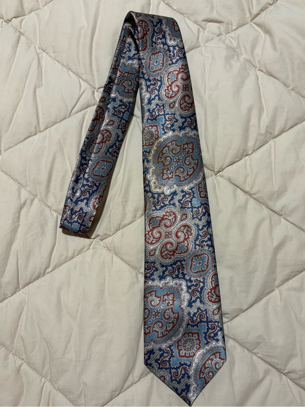 Wembley Paisley Tie in Blue, Red, and Silver